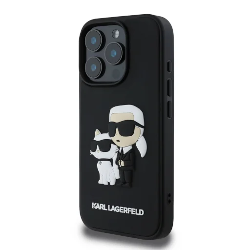  iPhone 16 Pro Max fekete Karl Lagerfeld PU Saffiano Karl és Choupette tok - 3