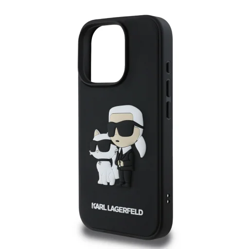 iPhone 16 Pro Max fekete Karl Lagerfeld PU Saffiano Karl és Choupette tok - 4