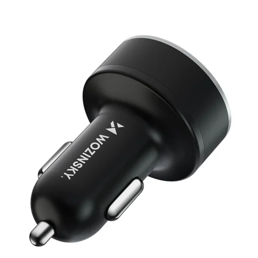 Wozinsky WDCCB autós töltő kijelzővel 50W 2xUSB-C / 2xUSB-A - Fekete - 3