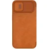 Nillkin Qin Leather Pro iPhone 14 Plus kamera fedő fliptok barna thumbnail