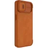 Nillkin Qin Leather Pro iPhone 14 Plus kamera fedő fliptok barna thumbnail