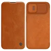 Nillkin Qin Leather Pro iPhone 14 Plus kamera fedő fliptok barna thumbnail