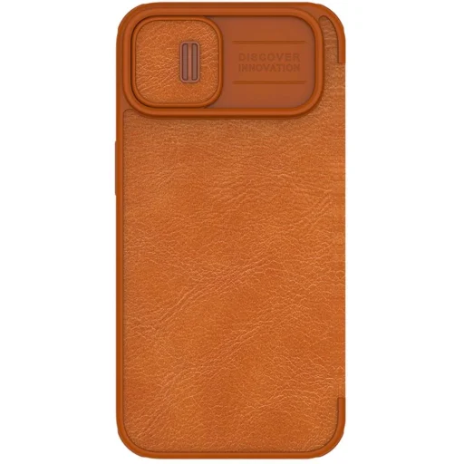Nillkin Qin Leather Pro iPhone 14 Plus kamera fedő fliptok barna - 4