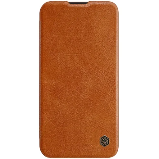 Nillkin Qin Leather Pro iPhone 14 Plus kamera fedő fliptok barna - 7