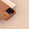 Nillkin Qin Leather Pro tok iPhone 14 Pro Max Kamera Fedél Tok Flip Tok Barna thumbnail