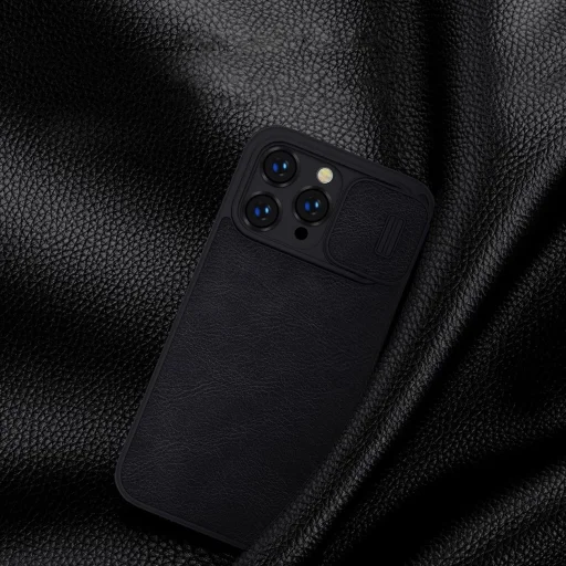 Nillkin Qin Leather Pro tok iPhone 14 Pro Max Kamera Fedél Tok Flip Tok Barna - 9