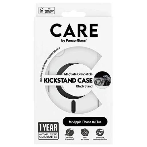 CARE by PanzerGlass Feature Kickstand Case iPhone 16 Plus 6.7" fekete/fekete MagSafe 1323 tok - 5