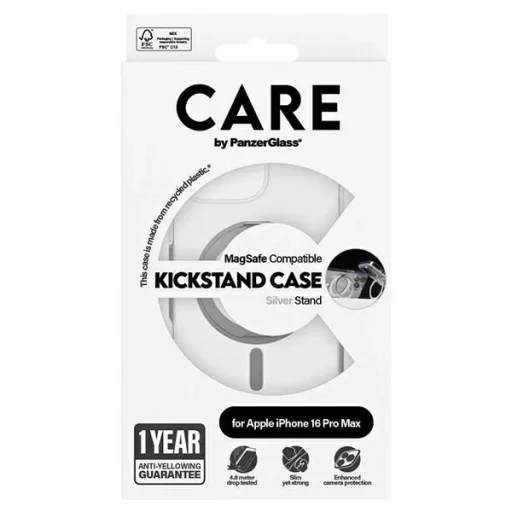 CARE by PanzerGlass Feature Kickstand tok iPhone 16 Pro Max 6.9" ezüst/ezüst MagSafe 1328 - 5