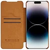 Nillkin Qin Leather Pro tok iPhone 14 Pro Max Kamera Fedél Tok Flip Tok Barna thumbnail