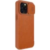 Nillkin Qin Leather Pro tok iPhone 14 Pro Max Kamera Fedél Tok Flip Tok Barna thumbnail