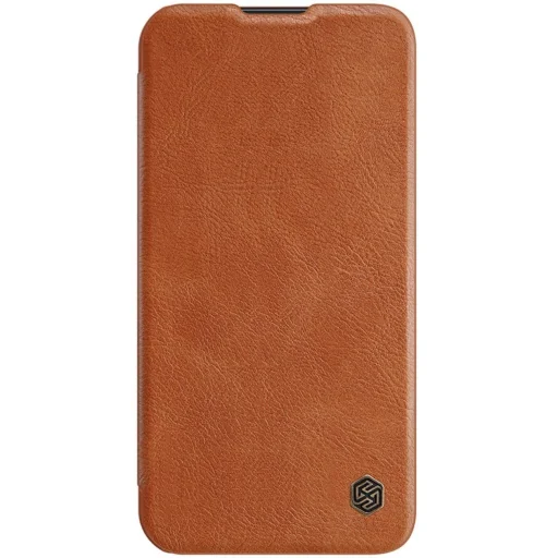 Nillkin Qin Leather Pro tok iPhone 14 Pro Max Kamera Fedél Tok Flip Tok Barna - 7