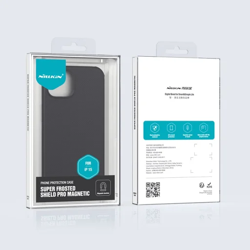 Nillkin Super Frosted Shield Pro Mágneses tok iPhone 15 - fekete - 19