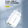 Wozinsky CUWCW 2.4A 2 x USB-A hálózati töltő adapter - fehér thumbnail