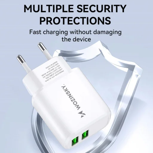 Wozinsky CUWCW 2.4A 2 x USB-A hálózati töltő adapter - fehér - 7