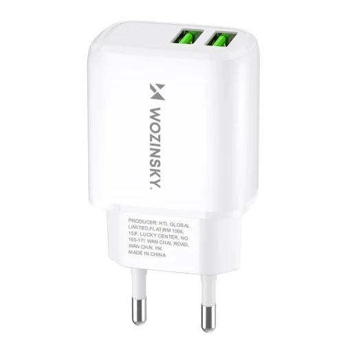 Wozinsky CUWCW 2.4A 2 x USB-A hálózati töltő adapter - fehér - 1