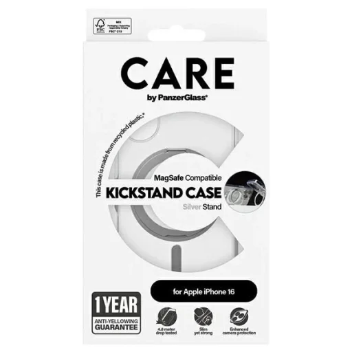 CARE by PanzerGlass Feature Kickstand tok iPhone 16 6.1" ezüst/ezüst MagSafe 1325 - 5