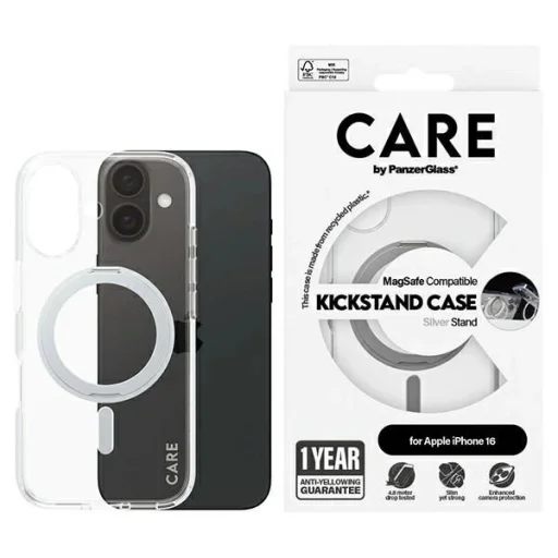 CARE by PanzerGlass Feature Kickstand tok iPhone 16 6.1" ezüst/ezüst MagSafe 1325 - 1