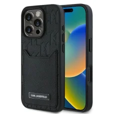  iPhone 16 Pro Max Fekete Karl Lagerfeld Kártyatartós Monogram tok