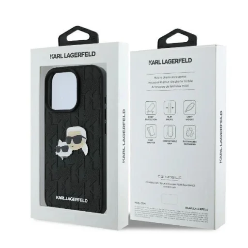  iPhone 16 Pro Max Fekete Karl Lagerfeld Monogram Karl & Choupette Head Pin tok - 8