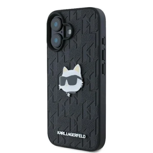  iPhone 16 Fekete Karl Lagerfeld Monogram Choupette Head Pin tok - 2