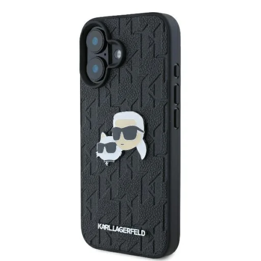  iPhone 16 Fekete Karl Lagerfeld Monogram Karl & Choupette Head Pin tok - 2