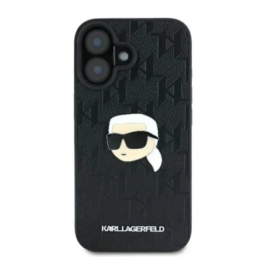  iPhone 16 Karl Lagerfeld Monogram Karl Head Pin tok - Fekete - 3