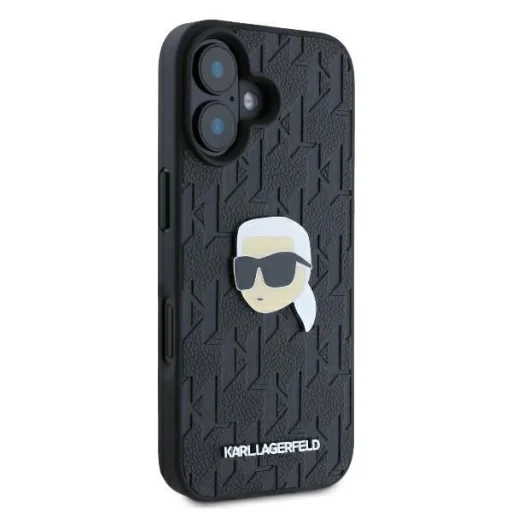  iPhone 16 Karl Lagerfeld Monogram Karl Head Pin tok - Fekete - 4