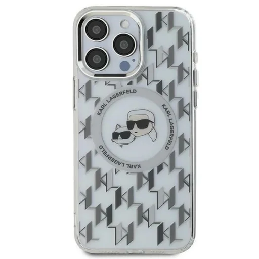  iPhone 16 Pro Átlátszó Karl Lagerfeld IML Monogram Karl & Choupette Head MagSafe tok - 1