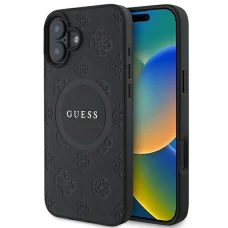  iPhone 16 fekete Guess Saffiano Peony Classic Logo MagSafe tok