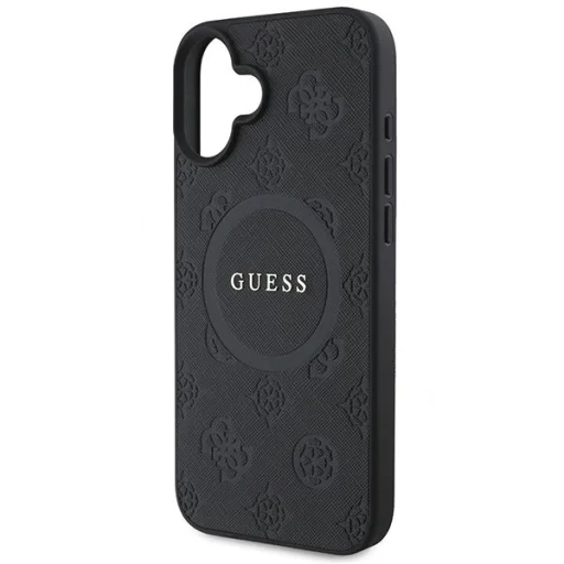  iPhone 16 fekete Guess Saffiano Peony Classic Logo MagSafe tok - 5