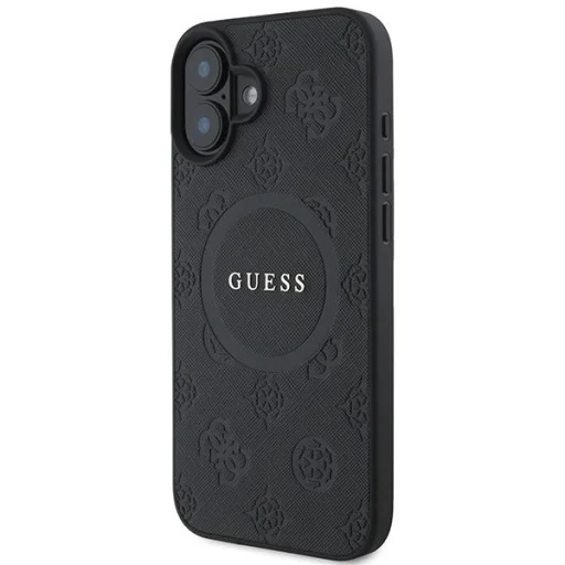  iPhone 16 fekete Guess Saffiano Peony Classic Logo MagSafe tok - 2