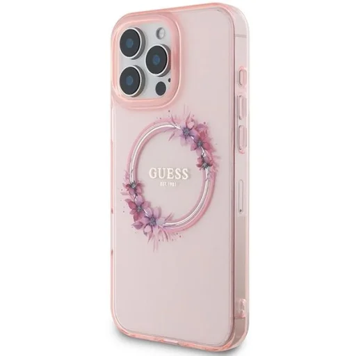  iPhone 16 Pro Max Guess IML Flowers Wreath MagSafe tok - Pink - 2
