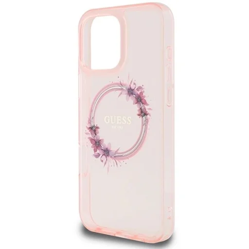  iPhone 16 Pro Max Guess IML Flowers Wreath MagSafe tok - Pink - 6