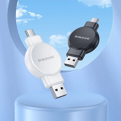 Borofone Vezeték nélküli indukciós töltő BQ31 Hordozható 2,5W iWatch 1-9, SE/SE2, Samsung Ultra/Ultra2 fehér - 3