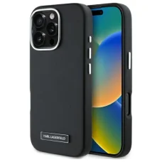  iPhone 16 Fukszia Eredeti Pouch KARL LAGERFELD kemény szilikon tok Choupette Fej Nyomat MagSafe KLHMP16SSCHPPLF tok