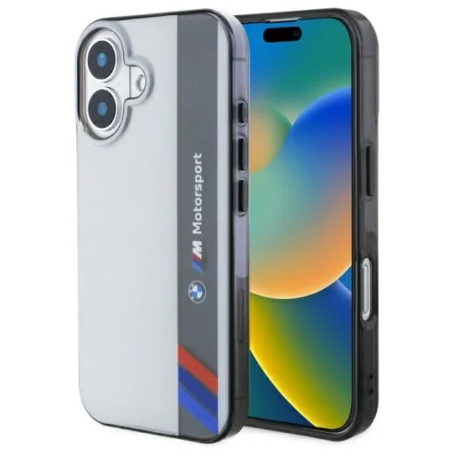 iPhone 16 szürke BMW Motorsport IML Vertical Stripe BMHCP16S23HTFEG eredeti tok - 1
