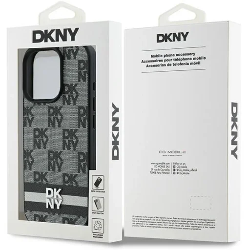  iPhone 16 Pro Max fekete DKNY Kockás Minta és Nyomtatott Csíkos tok - 8