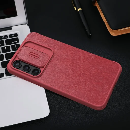 Nillkin Qin Fliptok PRO Samsung Galaxy A55 5G telefonhoz, piros - 11