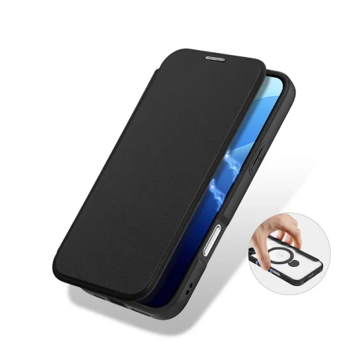 Dux Ducis Skin X Pro iPhone 16 Pro tok MagSafe-fel, fliptok és állvány funkcióval - Fekete - 9