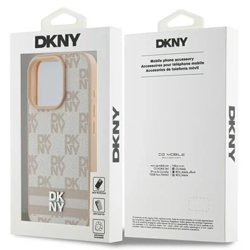  iPhone 16 Pro Max Rózsaszín DKNY Kockás Mintás és Nyomtatott Csíkos tok - 8