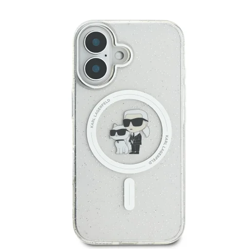  iPhone 16 Átlátszó Karl Lagerfeld IML Glitter Karl és Choupette MagSafe tok - 2