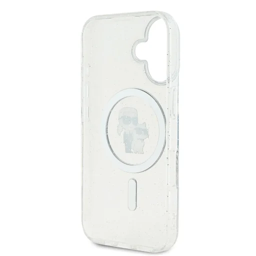  iPhone 16 Átlátszó Karl Lagerfeld IML Glitter Karl és Choupette MagSafe tok - 5