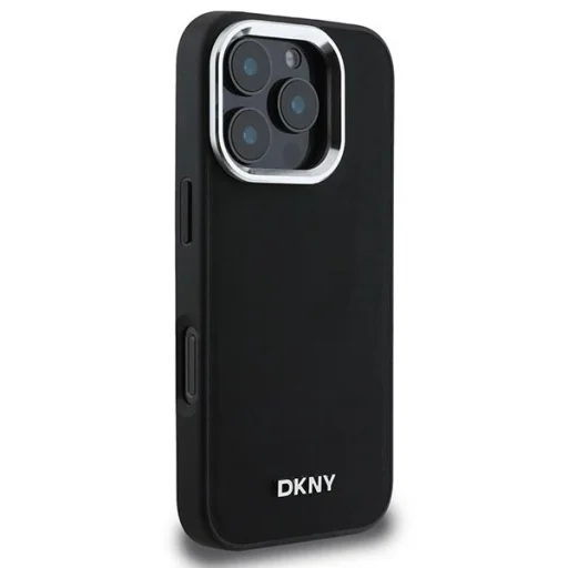  iPhone 16 Pro Fekete DKNY Plain Silver Logo MagSafe tok - 4