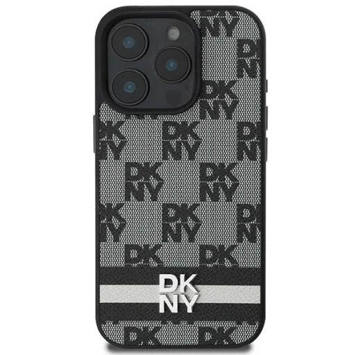  iPhone 16 Pro fekete DKNY Kockás Minta és Nyomtatott Csíkok tok - 3