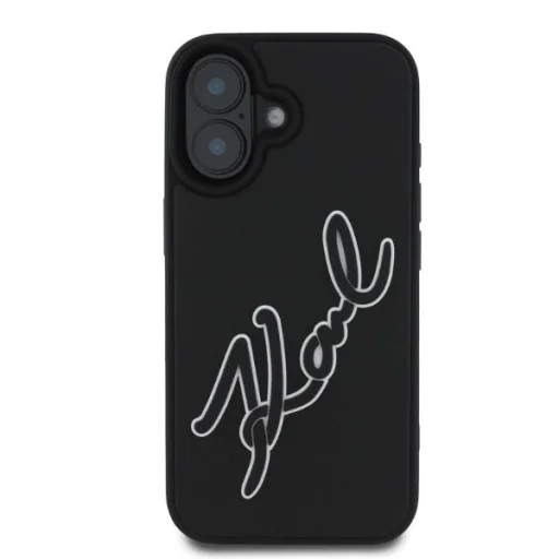  iPhone 16 Fekete Karl Lagerfeld 3D Rubber Signature tok - 3