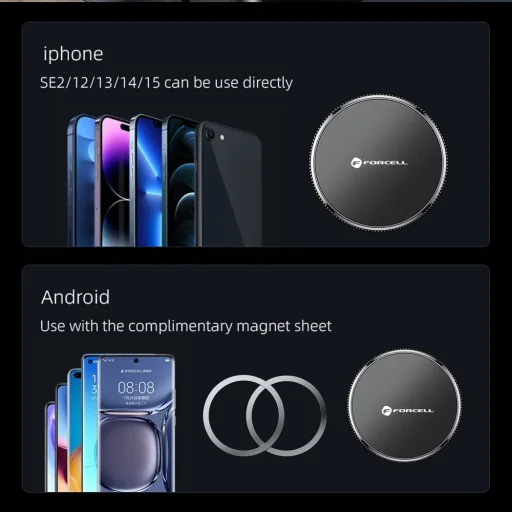 FORCELL F-Grip MagFlex autós telefontartó szélvédőre/középkonzolra MagSafe-kompatibilis fekete - 14