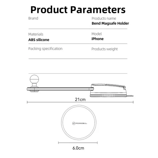 FORCELL F-Grip MagFlex autós telefontartó szélvédőre/középkonzolra MagSafe-kompatibilis fekete - 17