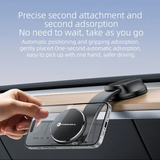 FORCELL F-Grip MagFlex autós telefontartó szélvédőre/középkonzolra MagSafe-kompatibilis fekete - 6