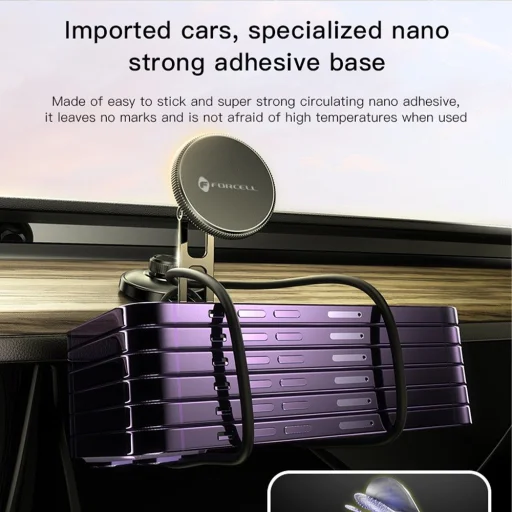 FORCELL F-Grip IronSecure mágneses autós telefontartó szélvédőre/középkonzolra kompatibilis MagSafe fekete - 13