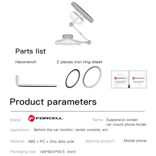FORCELL F-Grip IronSecure mágneses autós telefontartó szélvédőre/középkonzolra kompatibilis MagSafe fekete - 17